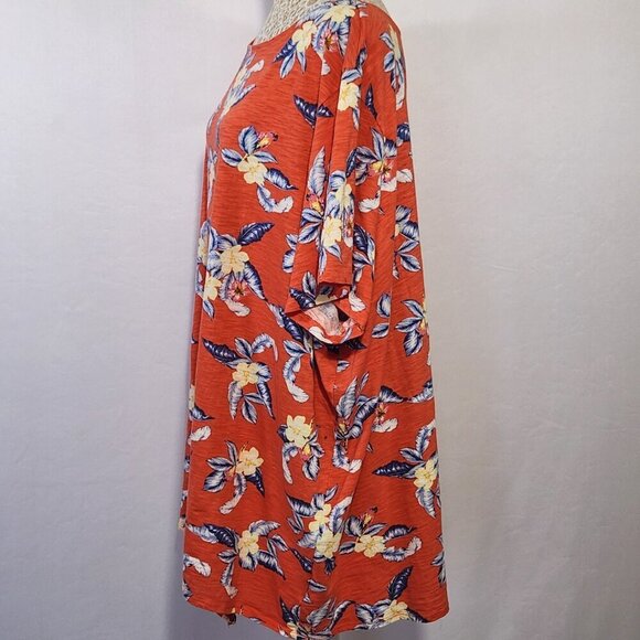 Old Navy Women's Size 4X Tropical Print Short Sleeve  Round Neck Tie Front Top - Picture 9 of 14